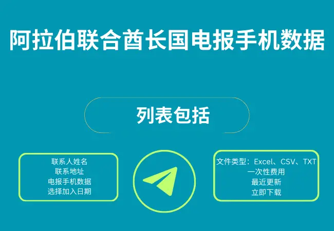 阿拉伯联合酋长国电报手机数据